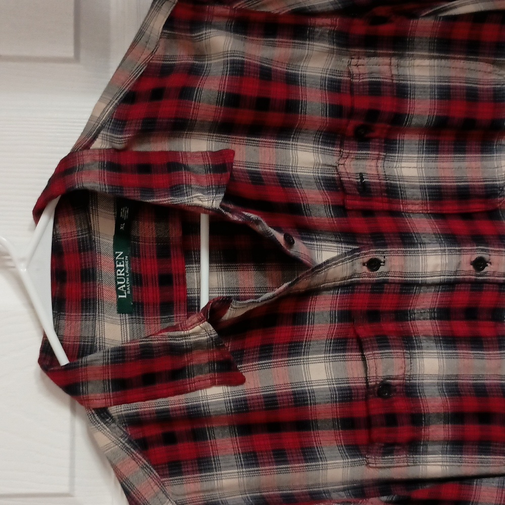 Lauren Ralph Lauren Women's Plaid Button Down Long Sleeve Lightweight Shirt z100